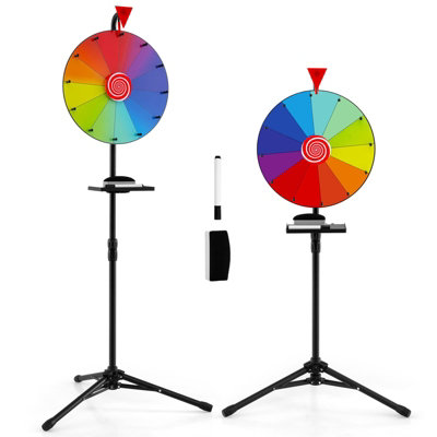 COSTWAY 40 cm Prize Wheel with Folding Tripod Floor Stand 12 Slots ...
