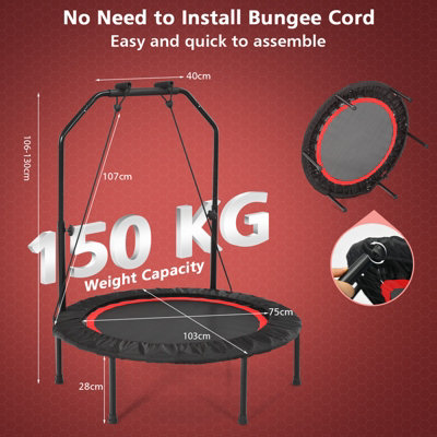 Mini Trampoline for Kids Toddler with Adjustable outlet Handle, Foldable Rebounder Tram