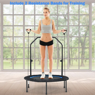 Costway 40" Mini Trampoline Foldable Fitness Trampoline with Height Adjustable Handle - 3