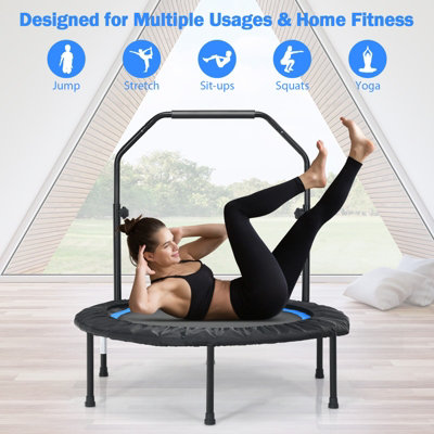 Costway 40" Mini Trampoline Foldable Fitness Trampoline with Height Adjustable Handle - 4