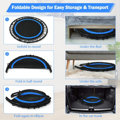 Costway 40" Mini Trampoline Foldable Fitness Trampoline with Height Adjustable Handle - 7