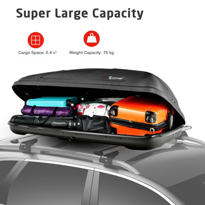 Costway 400L Car Roof Cargo Box SUVs Waterproof Carrier w Lock Key Rooftop Cargo