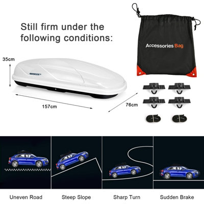Costway 400L Car Roof Cargo Box SUVs Waterproof Carrier w/ Lock & Key Rooftop Cargo