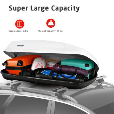 Costway 400L Car Roof Cargo Box SUVs Waterproof Carrier w/ Lock & Key Rooftop Cargo - 4