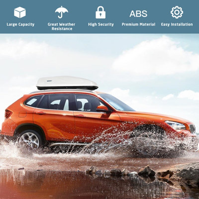 Costway 400L Car Roof Cargo Box SUVs Waterproof Carrier w/ Lock & Key Rooftop Cargo - 9