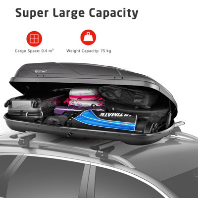 Costway 400L Cargo Box Waterproof Rooftop Cargo Carrier Heavy Duty Roof Storage Box - 3