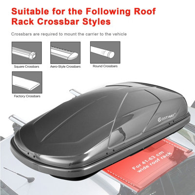 Costway 400L Cargo Box Waterproof Rooftop Cargo Carrier Heavy Duty Roof Storage Box - 4