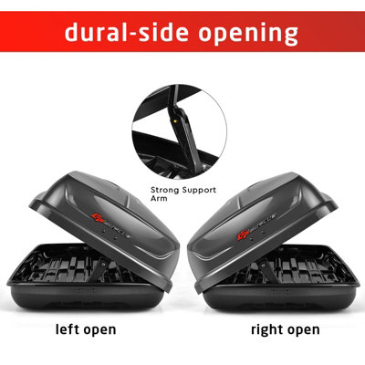 Costway 400L Cargo Box Waterproof Rooftop Cargo Carrier Heavy Duty Roof Storage Box - 5