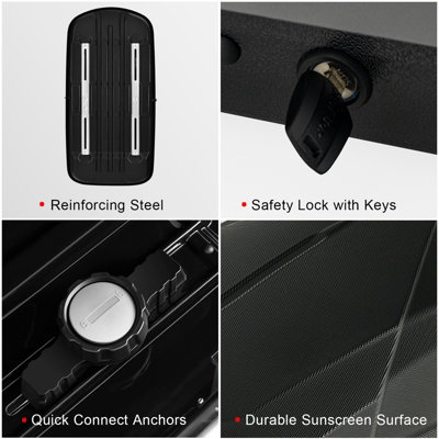 Costway 400L Cargo Box Waterproof Rooftop Cargo Carrier Heavy Duty Roof Storage Box - 6