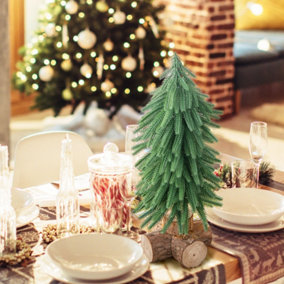 Costway 40cm Mini Artificial Tabletop Christmas Tree Xmas Tree Decoration Solid WoodBase