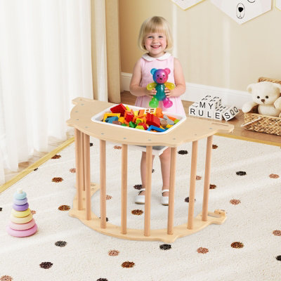 COSTWAY 41 cm Tall Kids Climbing Arch Sensory Table Montessori Wooden ...