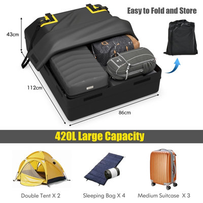 Costway 420L Large Car Roof Top Rack Luggage Carrier Bag Storage Bag Travel Waterproof
