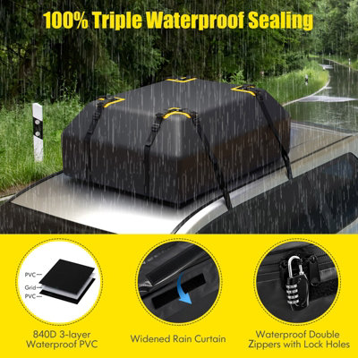 Costway 420L Large Car Roof Top Rack Luggage Carrier Bag Storage Bag Travel Waterproof - 8