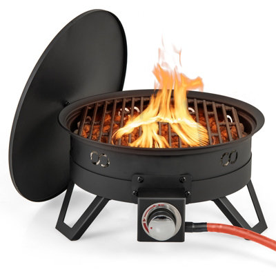 COSTWAY 44cm Gas Portable Fire Pit 58000 BTU Propane Campfire Firepit w/ Folding Legs