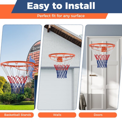 18-Inch Basketball Rim Replacement - Double Spring Solid Steel Rim With Net For Indoor/Outdoor Hoops