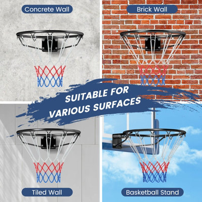 COSTWAY 45 CM Basketball Rim Replacement Wall Mounted Basketball Hoop