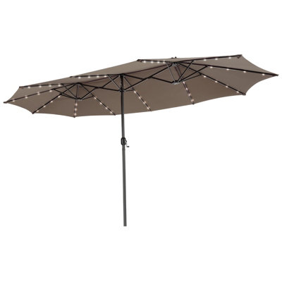 Costway 450 x 265cm Extra-Large Patio Parasol Double-Sided Market Umbrella W/ LED Lights