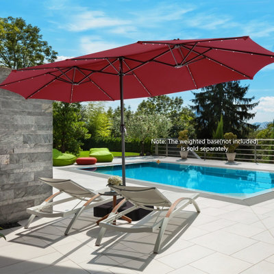 Costway 450 x 265cm Extra-Large Patio Parasol Double-Sided Market Umbrella W/ LED Lights - 4