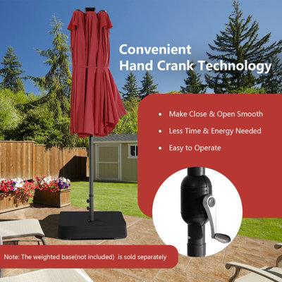 Costway 450 x 265cm Extra-Large Patio Parasol Double-Sided Market Umbrella W/ LED Lights - 6