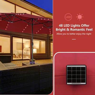 Costway 450 x 265cm Extra-Large Patio Parasol Double-Sided Market Umbrella W/ LED Lights - 7