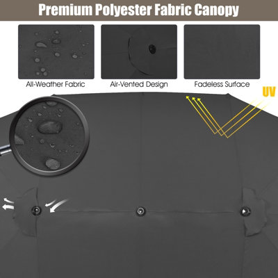 Costway  460 x 265cm Outdoor Double-Sided Parasol Patio Umbrella Market Twin Umbrella - 7