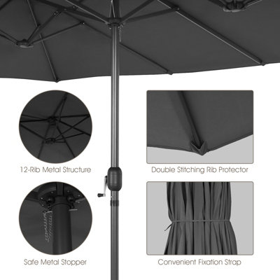 Costway  460 x 265cm Outdoor Double-Sided Parasol Patio Umbrella Market Twin Umbrella - 8