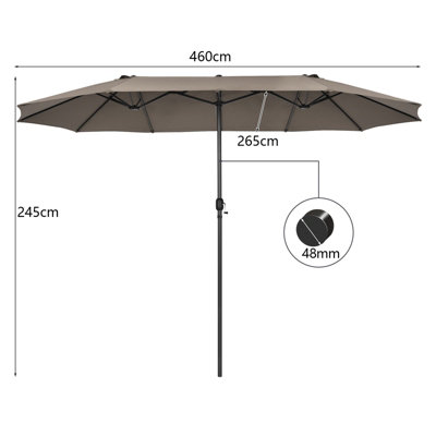 Costway  460 x 265cm Outdoor Double-Sided Parasol Patio Umbrella Market Twin Umbrella