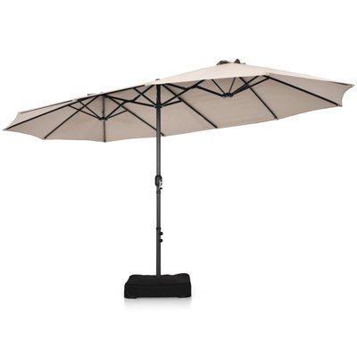 Costway 460 x 270 cm Outdoor Double Sided Umbrella Twin Size Patio Parasol w/ Metal Base