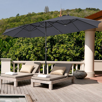 Costway 460 x 270 cm Outdoor Double Sided Umbrella Twin Size Patio Parasol w/ Metal Base