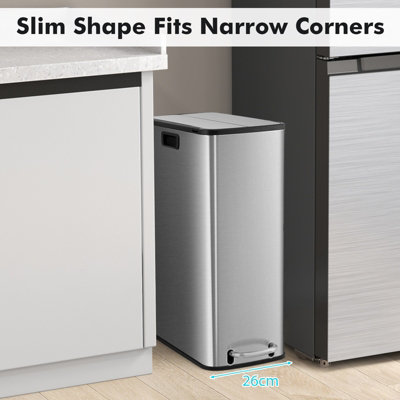 Costway 46L Trash Can Kitchen Waste Bin Slim Step Garbage Can w/Removable Bucket - 4
