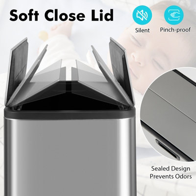 Costway 46L Trash Can Kitchen Waste Bin Slim Step Garbage Can w/Removable Bucket - 6