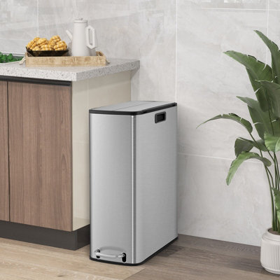 Costway 46L Trash Can Kitchen Waste Bin Slim Step Garbage Can w/Removable Bucket - 9