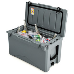 Costway 47 L Rotomolded Cooler Insulated Portable Ice Chest with Integrated Cup Holders Ruler & Bottle Opener
