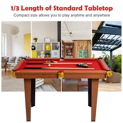 Costway 48" Billiards Table Indoor Pool Table Mini Snooker Game Set w/ Triangle Rack - 5