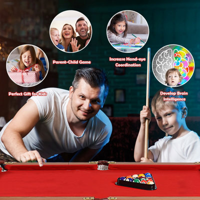 Costway 48" Billiards Table Indoor Pool Table Mini Snooker Game Set w/ Triangle Rack - 7