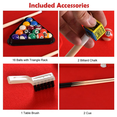 Costway 48" Billiards Table Indoor Pool Table Mini Snooker Game Set w/ Triangle Rack - 9