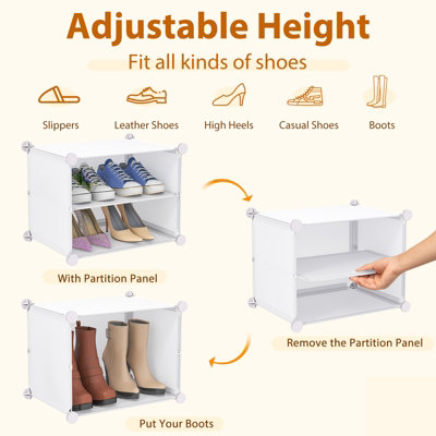 COSTWAY 48 Pairs Portable Shoe Cabinet 12-Cube DIY Interlocking Storage ...