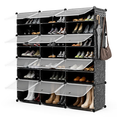 Costway 48 Pairs Shoe Shelves 12 Cube Shoe Storage Cabinet w Removable Shelf DIY at B Q