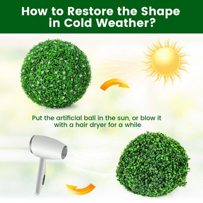 Costway 48CM Artificial Topiary Balls Set of 2 Round Fake Boxwood Topiary Leaf Plants - 8