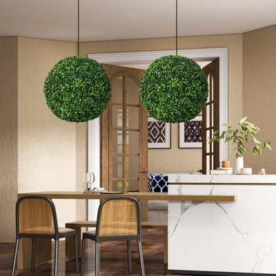 COSTWAY 48CM Artificial Topiary Balls Set of 2 Round Fake Boxwood ...