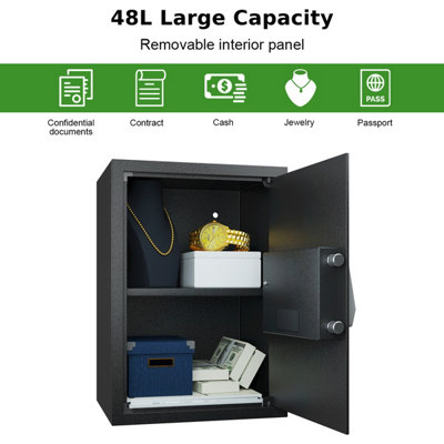 Costway 48L Digital Security Safe Box Electronic Money Cash Jewelry ...