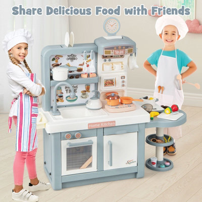 Costway 49PCS Kids Play Kitchen Children Pretend Role Play Toy Set Simulated Food Age 3+