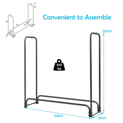 Costway 4FT Firewood Storage Log Rack Heavy Duty Iron Log Holder W/ Waterproof PVC Cover