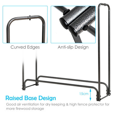 Costway 4FT Firewood Storage Log Rack Heavy Duty Iron Log Holder W/ Waterproof PVC Cover - 6