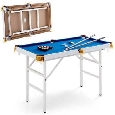 GYMAX Pool Table, 48 Inch Wooden Billiard Tables With 16 Balls, 2 Cue Sticks, 2 Chalks And Brush, Snooker Table Mini Pool Table For Kids, Family