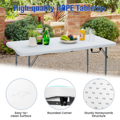 Costway 4FT Folding Table Camping Picnic Table W/ 3-Level Height Adjustment - 6