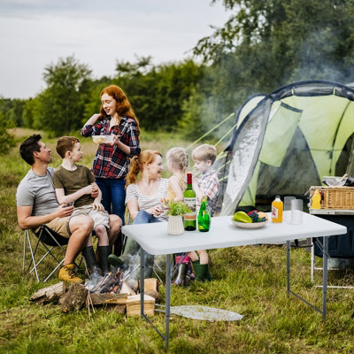 Costway 4FT Folding Table Camping Picnic Table W/ 3-Level Height Adjustment - 8