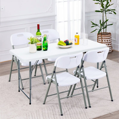 Costway 4FT Folding Table Camping Picnic Table W/ 3-Level Height Adjustment - 9