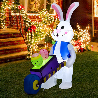 [ Rotating Colorful Lights ] 4 Ft Easter Inflatables Decorations store Outdoor Blowup