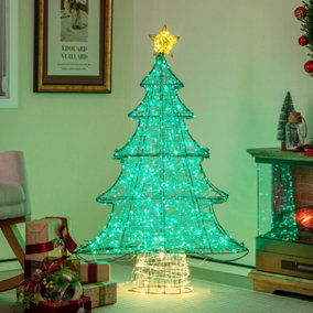 Costway 4FT Pre-lit Artificial Christmas Tree Xmas Tree Decor W/ 520 LED Lights Top Star